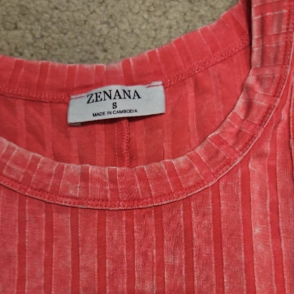 Zenana Ribbed Semi-Cropped Tank – Coral, Small - Picture 3 of 5